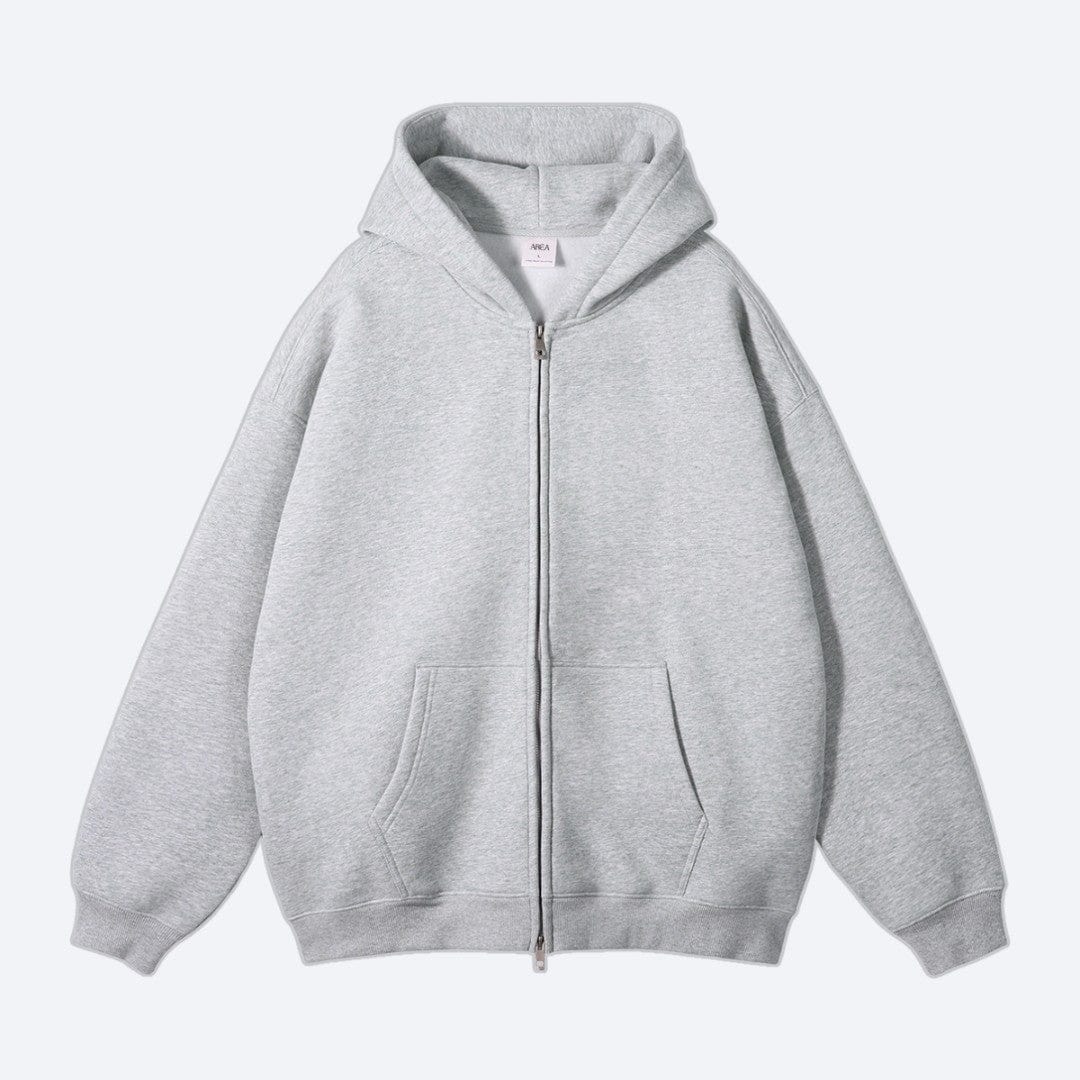 Oversized Zip Up Hoodie Flower Gray / S ARCA