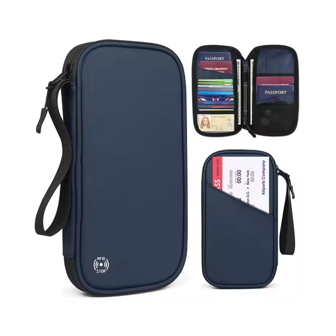 RFID Blocking Passport Wallet Blue ARCA