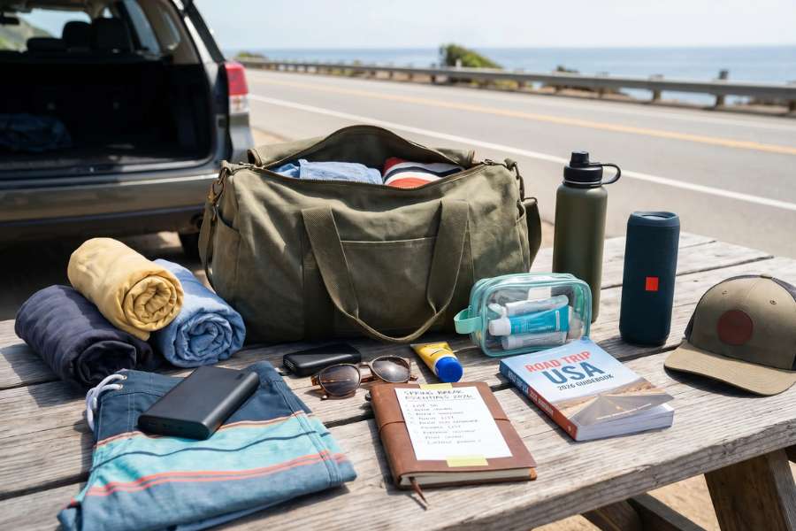 Spring Break Road Trip Bag Essentials for Guys