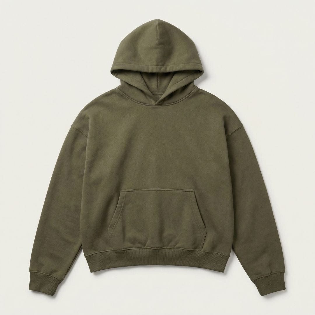 Oversized Cropped Hoodie Army Green / S ARCA